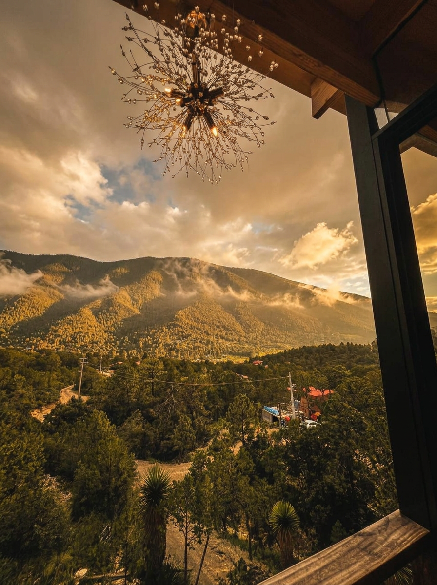 Vista panorámica de la montaña desde la cabaña